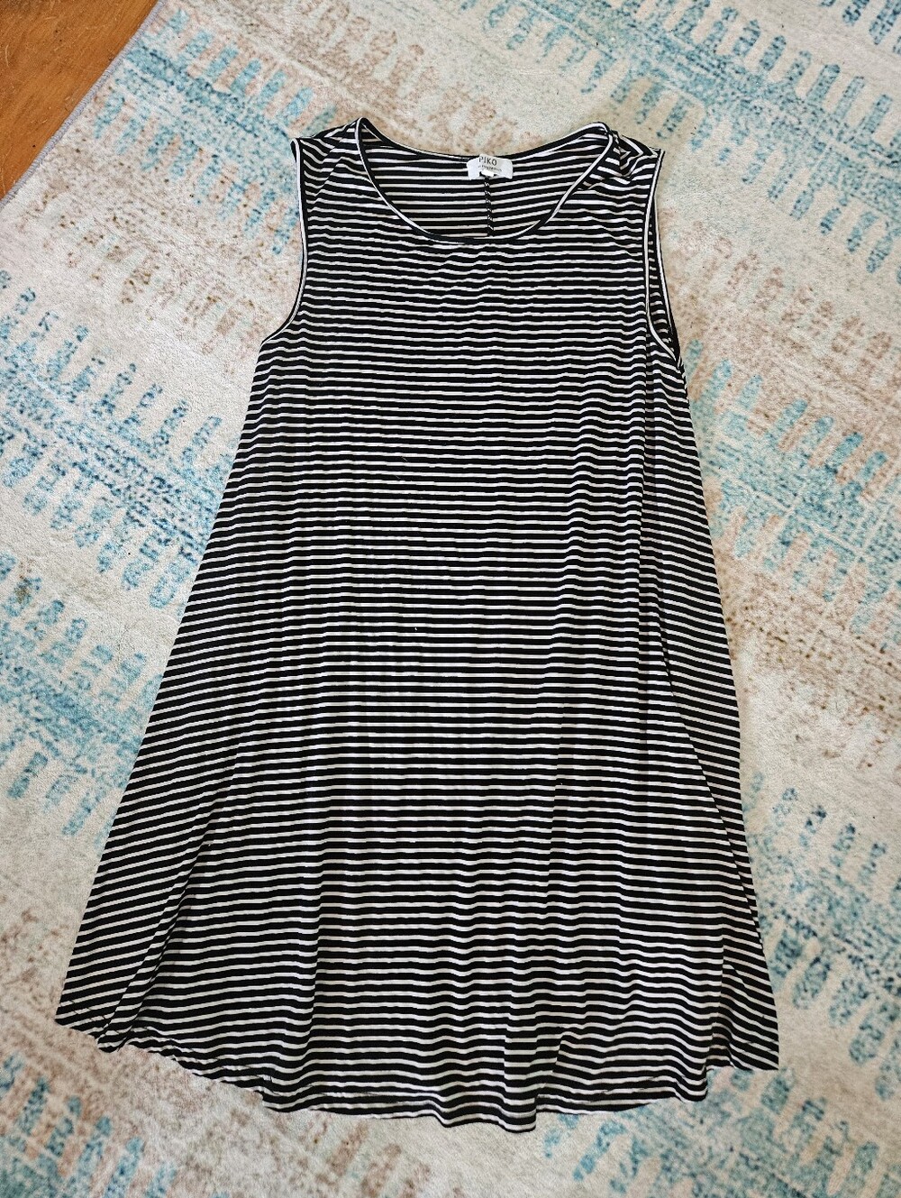 Piko 1988 Black & White Striped Sleeveless A-Line Dress